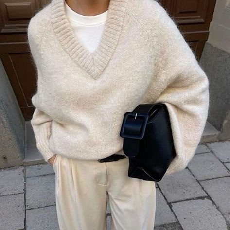 Stylish Knitted Beige Sweater