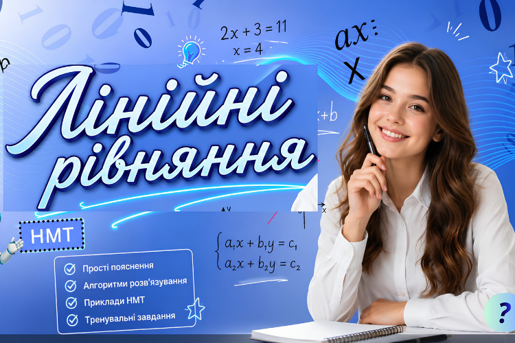 Підготовка до НМТ з математики: інфографіка про лінійні рівняння та їх застосування з усмішкою