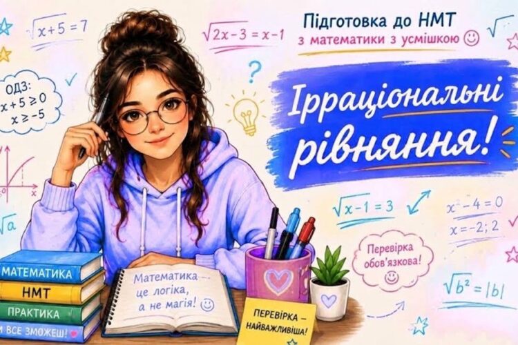 Підготовка до НМТ з математики: підсумковий конспект та алгоритм розв'язування ірраціональних рівнянь з усмішкою